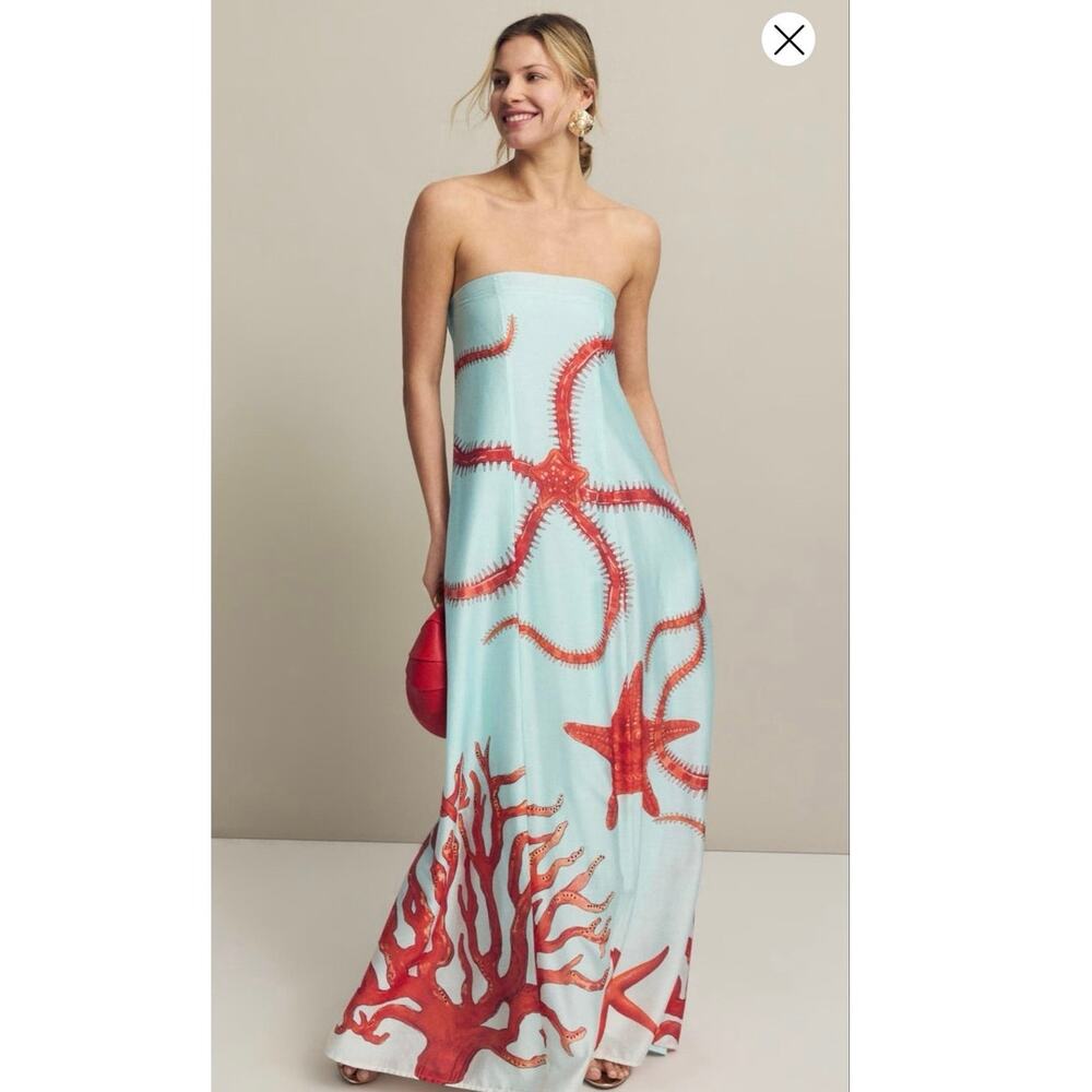 MUMA WORLD Blue Red Starfish Print Sleeveless
Ursa Maxi Dress size Large
